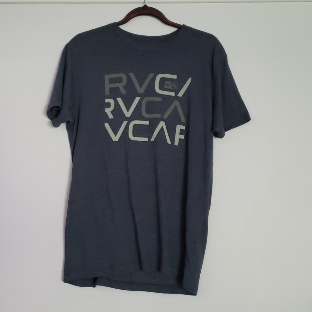 Blue RVCA logo tshirt two color thread